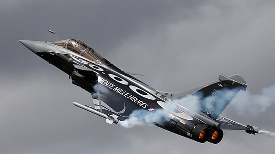 avión jet blanco y negro, Dassault Rafale, airshows, Fondo de pantalla HD HD wallpaper