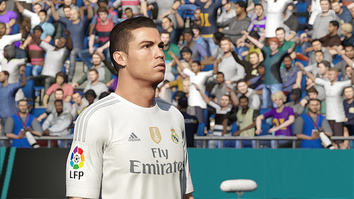 Cristiano Ronald, Cristiano Ronaldo, footballers, video games, ball, soccer, FIFA 16, HD wallpaper