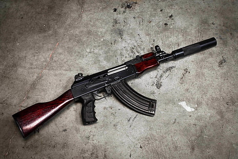 braunes und schwarzes Gewehr, Waffen, Hintergrund, Maschine, Kalaschnikow, AK-74, HD-Hintergrundbild HD wallpaper