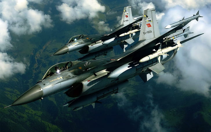 F-16 Fighters, militaire, avion, cool, bombe, avion, 1080i, bombes, Turquie, 1080p, chasseur, f-16, nuages, avion p, Fond d'écran HD