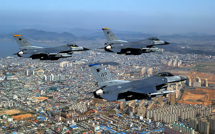 Falcons Over The City, military, flypast, falcon, aircraft, recon, fighter, aircraft planes, HD wallpaper