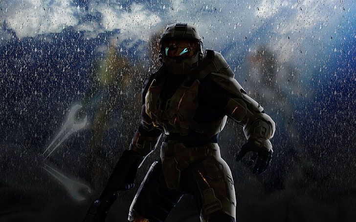 game application wallpaper, halo, soldier, armor, look, HD wallpaper