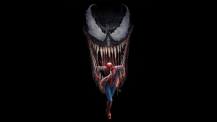 Spiderman, veneno, ilustraciones, 4k, hd, arte digital, superhéroes, supervillano, Fondo de pantalla HD