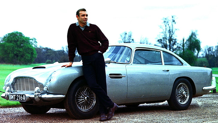 Aston Martin DB5, film, Sean Connery, 007, mobil, James Bond, Wallpaper HD