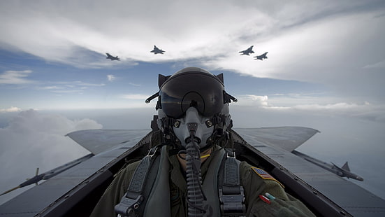 aircraft pilot, Pilote, cockpit, F-15 Eagle, US Air Force, military aircraft, aircraft, HD wallpaper HD wallpaper