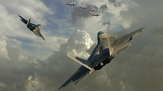 航空機軍事f22ラプター戦闘機ジェット航空機軍事HDアート、航空機、軍事、戦闘機、F-22ラプター、 HDデスクトップの壁紙 HD wallpaper