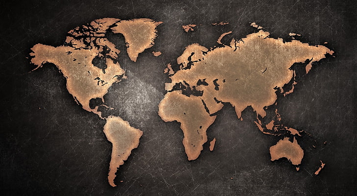 Абстрактный Мир, коричневая карта мира Обои, Путешествия, Карты, HD обои