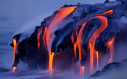 Lava Flow, лава тапет, природа, пейзажи, пейзаж, поток, лава, HD тапет HD wallpaper