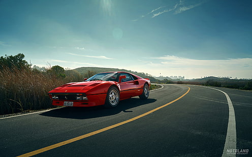 vermelho, carro, estrada, Ferrari, céu, 288 GTO, HD papel de parede HD wallpaper