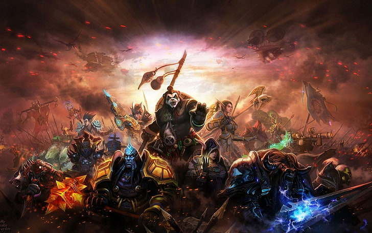 Fondo de pantalla del póster del juego, World of Warcraft: Mists of Pandaria, World of Warcraft, videojuegos, Fondo de pantalla HD