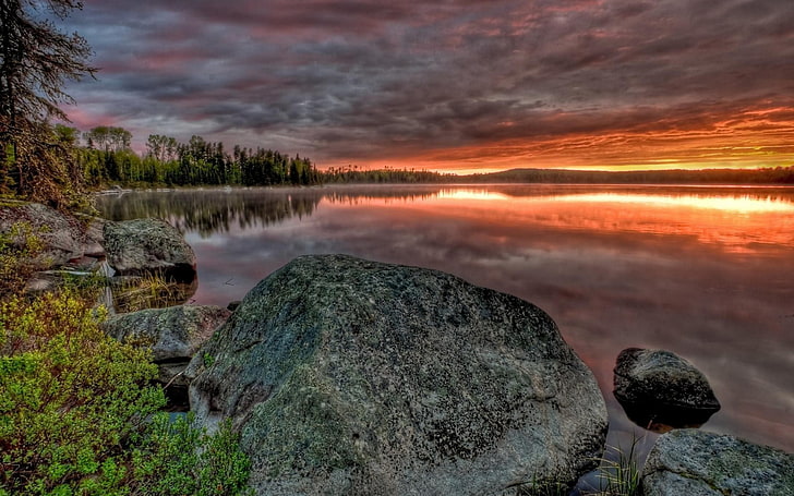 brauner und schwarzer Holzgriff, Natur, Sonnenuntergang, Himmel, Landschaft, HD-Hintergrundbild