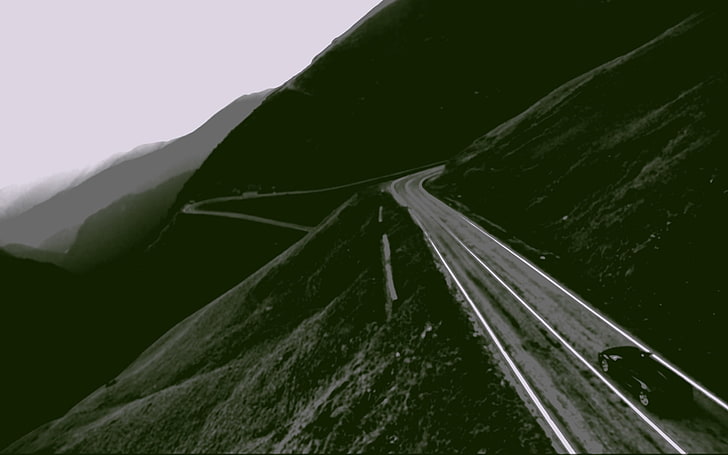 coche oscuro Transfagarasan Nature Mountains HD Art, coche, verde, montaña, oscuro, camino, Rumania, Fondo de pantalla HD