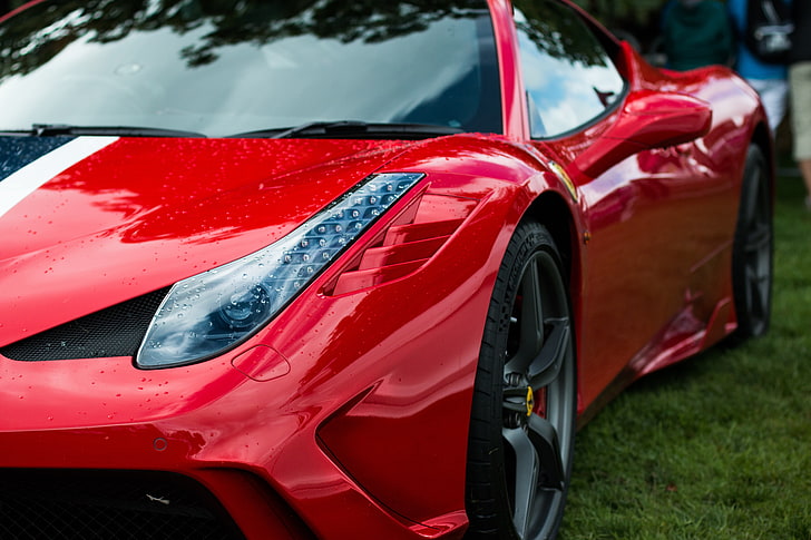 Ferrari 458 Speciale, Ferrari, coche deportivo, superdeportivo, rojo, faro, rueda, Fondo de pantalla HD