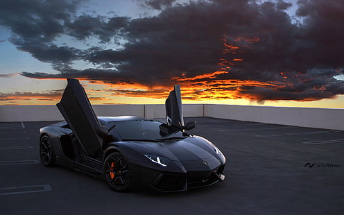 svart Lambhorgini Gallardo, bil, Lamborghini, Lamborghini Aventador, HD tapet HD wallpaper