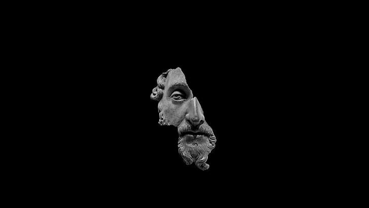 검정색 배경, 마르쿠스 아우렐리우스, 동상, HD 배경 화면