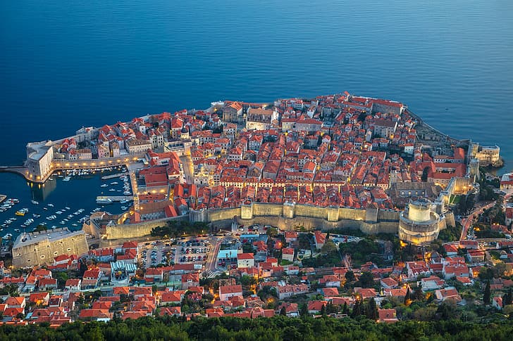 mar, edificio, hogar, panorama, Croacia, Dubrovnik, El mar Adriático, Mar Adriático, Fondo de pantalla HD
