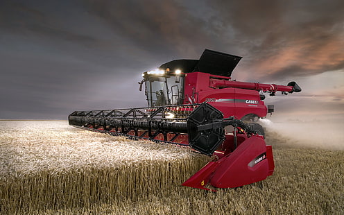 red and black combine harvester, field, harvester, Case IH Axial Flow 9240, HD wallpaper HD wallpaper