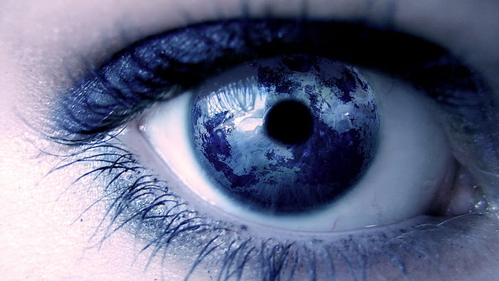 Eyes, Blue, Reflection, Lashes, HD wallpaper