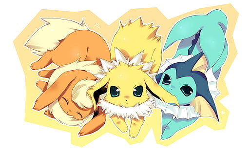 Pokémon, Eeveelutions, Flareon (Pokémon), Jolteon (Pokémon), Vaporeon (Pokémon), HD-Hintergrundbild HD wallpaper