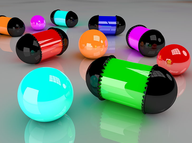 Colorful, assorted-color spheres wallpaper, Artistic, 3D, HD wallpaper