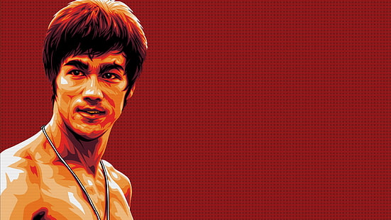 Bruce Lee digital wallpaper, red, memory, figure, master, legend, Bruce Lee, HD wallpaper HD wallpaper