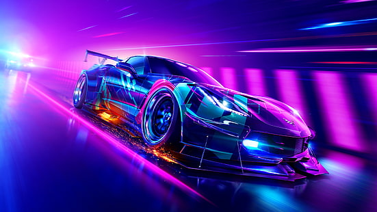 Auto, Neon, Chevrolet Corvette, Rennwagen, HD-Hintergrundbild HD wallpaper