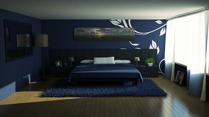 Vacker modern sovrumsdesign, arkitektur, rum, modern, design, natur och landskap, HD tapet