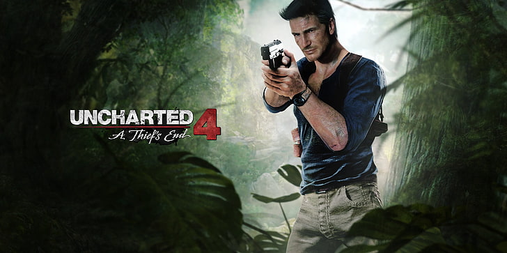 Uncharted 4 A thief's' End wallpaper, gun, male, game, fan art, Nathan Drake, Naughty Dog, PlayStation, PS4, Uncharted 4: A Thief's End, Uncharted 4, HD wallpaper