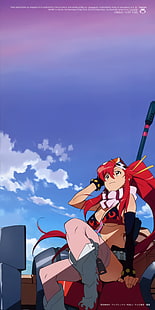 赤い髪の女性アニメキャラクターの壁紙、天元突破グレンラガン、リットナーヨーコ、 HDデスクトップの壁紙 HD wallpaper