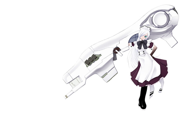 белоголовый женский персонаж аниме иллюстрации], девушка, блондинка, платье, поза, летающий корабль, HD обои