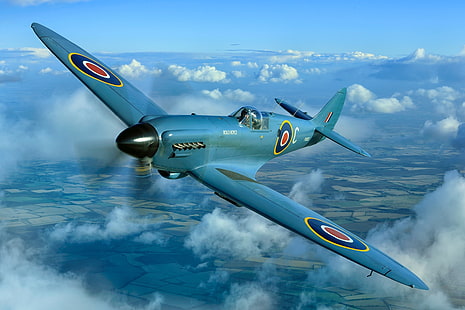 นักสู้, สงคราม, อังกฤษ, Supermarine Spitfire, ครั้ง, โลกที่สอง, วอลล์เปเปอร์ HD HD wallpaper