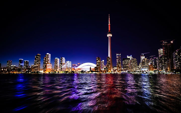 Toronto Nightscape ، صور 4K ، جدران فائقة الدقة، خلفية HD