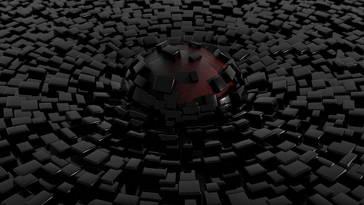 wallpaper blok hitam, render, sphere, CGI, seni digital, Wallpaper HD