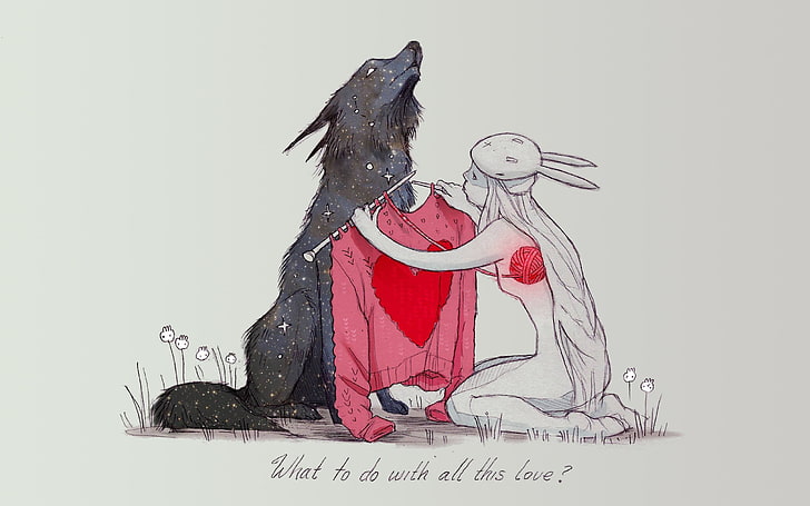 wolf, Chiara Bautista, The wolf and the girl, HD wallpaper