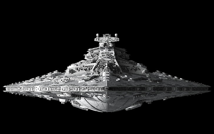 gray space aircraft illustration, minimalism, Star Destroyer, Star Wars, render, spaceship, monochrome, CGI, HD wallpaper
