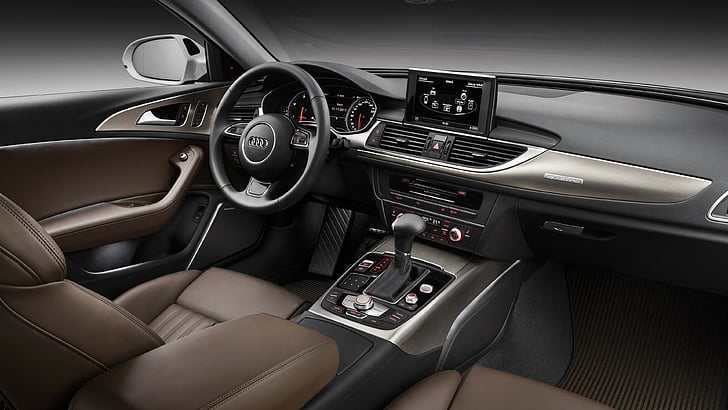 Audi A6 (C7), Quattro, off-road, Audi, RS 6 Avant, interior, leather, 2015 Detroit Auto Show. NAIAS, HD wallpaper