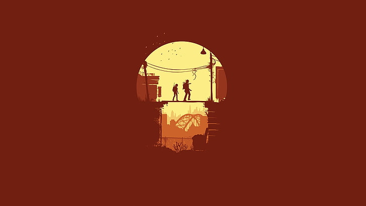 yellow and red digital wallpaper, girl, bridge, minimalism, male, The Last of Us, Naughty Dog, Some of us, Sony Computer Entertainment, 1C-Softklab, HD wallpaper