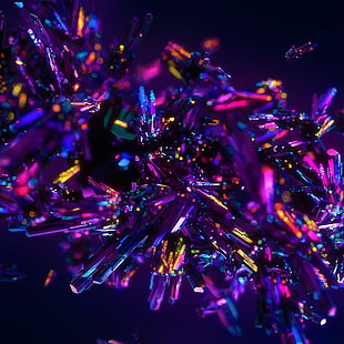 Cristales, Arte digital, Púrpura, Abstracto, Colorido, HD, 4K, Fondo de pantalla HD HD wallpaper