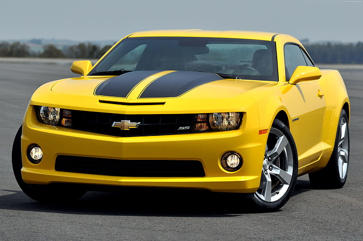 V8, Special Edition, Camaro, review, muscle car, Transformers, buy, Chevy, front, Camaro SS, sports car, Chevrolet Camaro, yellow, rent, test drive, speed, HD wallpaper