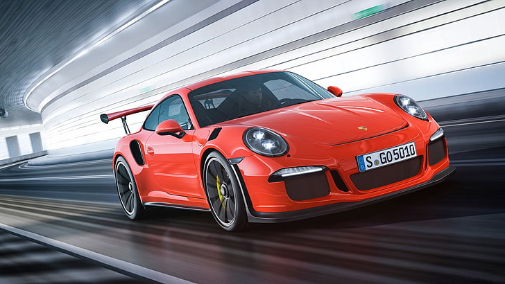 red Porsche Carrera, Porsche 911 GT3 RS, car, red cars, HD wallpaper
