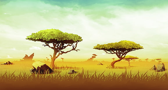 Wüste, Wiese, Savanne, Savanne, Sonnenuntergang, HD-Hintergrundbild HD wallpaper