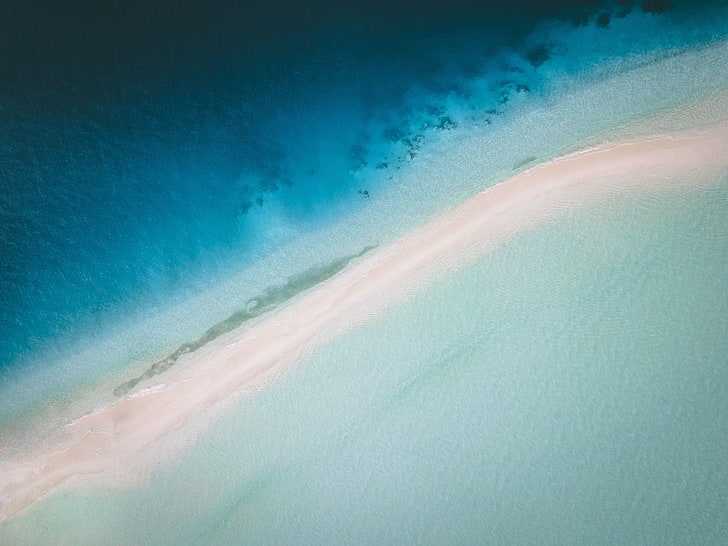 водно тяло, Малдиви, тропически, остров, плаж, въздушен изглед, HD тапет