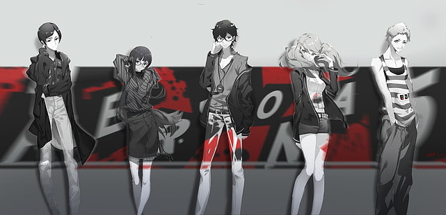 Persona, Persona 5, Akira Kurusu, Ann Takamaki, Futaba Sakura, Ryuji Sakamoto, HD papel de parede HD wallpaper