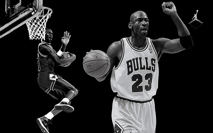 Poster Michael Jordan, monokrom, Michael Jordan, Wallpaper HD
