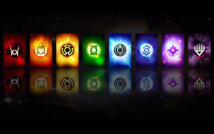 Green Lantern, Sinestro, kolaż, sztuka cyfrowa, refleksja, Tapety HD