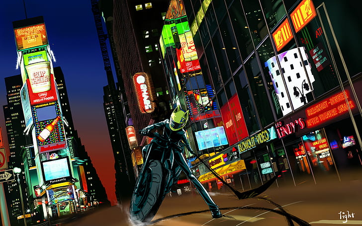 Celty Sturluson Anime Durarara !!Motocicleta New York Times Square Buildings HD, desenhos animados / quadrinhos, anime, edifícios, nova, york, motocicleta, praça, tempos, durarara, sturluson, celty, HD papel de parede