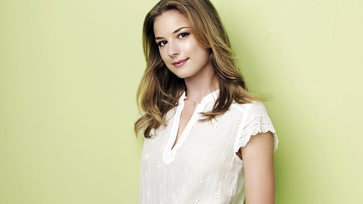Emily Vancamp, berambut pirang, aktris, selebriti, wanita, latar belakang hijau, Wallpaper HD