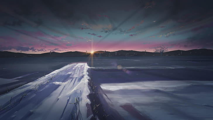日本冬雪スカイラインフィールド新海誠毎秒5センチアニメ1920x1080ウォールペーパーネイチャーフィールドHD ...