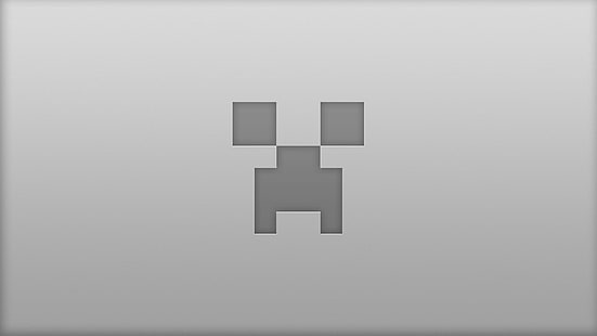 クリーパー-Minecraft、グレーのロゴ、ミニマル、1920x1080、Minecraft、クリーパー、 HDデスクトップの壁紙 HD wallpaper