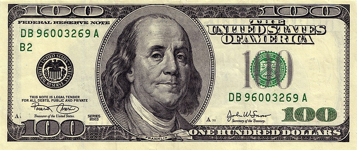 100 ورقة ورقية بالدولار الأمريكي ، خضراء ، نقود ، دولار ، 100 ، فرانكلين ، فيدرالية، خلفية HD HD wallpaper